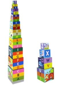 Alternative view of Turn piramida, set 10 cuburi din lemn, 3 ani