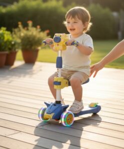 Alternative view of Trotineta pliabila cu scaunel si 3 roti, sunete, lumini si baloane de sapun, Albastru, 2-10 ANI