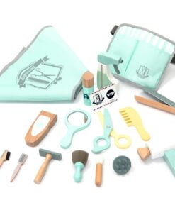 Set fashion coafor cu 18 accesorii din lemn, Barber, 3 ani+