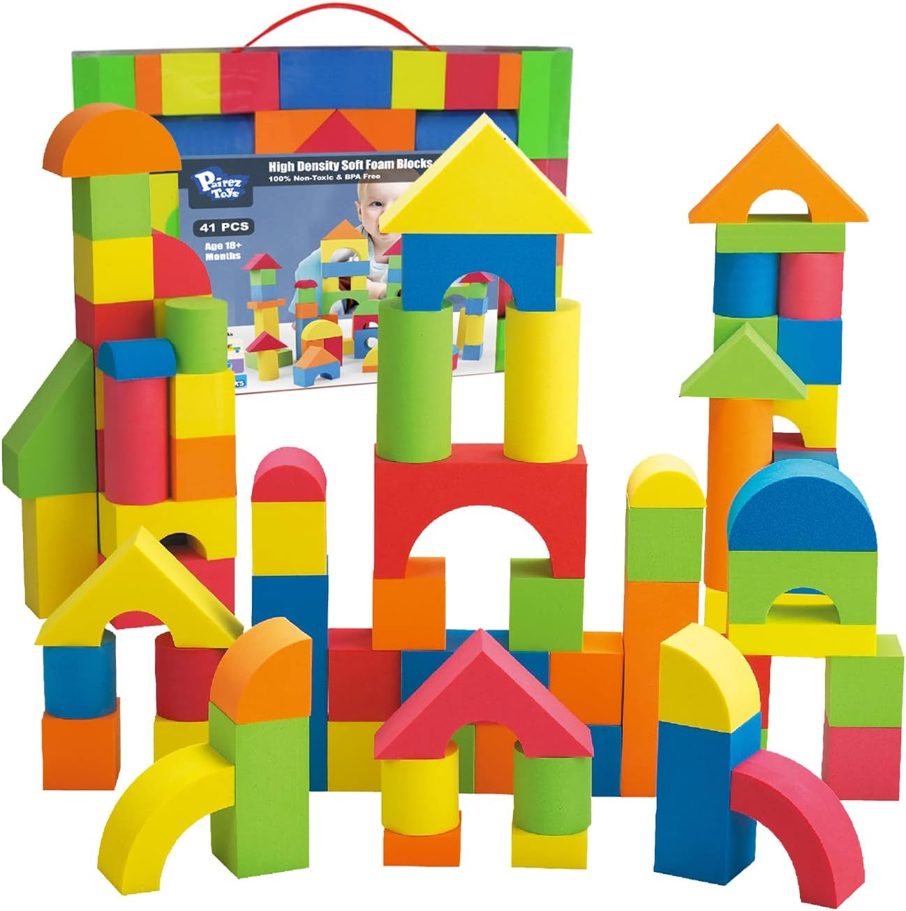 Cuburi de constructie din spuma moale, 41 piese, 18 luni+