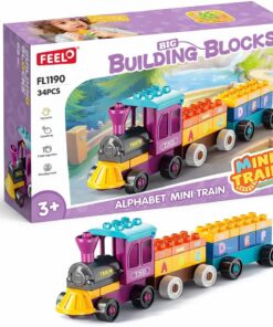 Cuburi de construit tip lego 34 Piese, 3 ani, Trenulet