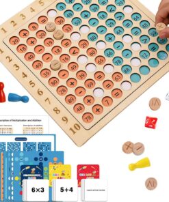 Joc 3 IN 1, interactiv, din lemn cu numere,Tabla Inmultirii-Adunarii-Scaderii, 7 ani+