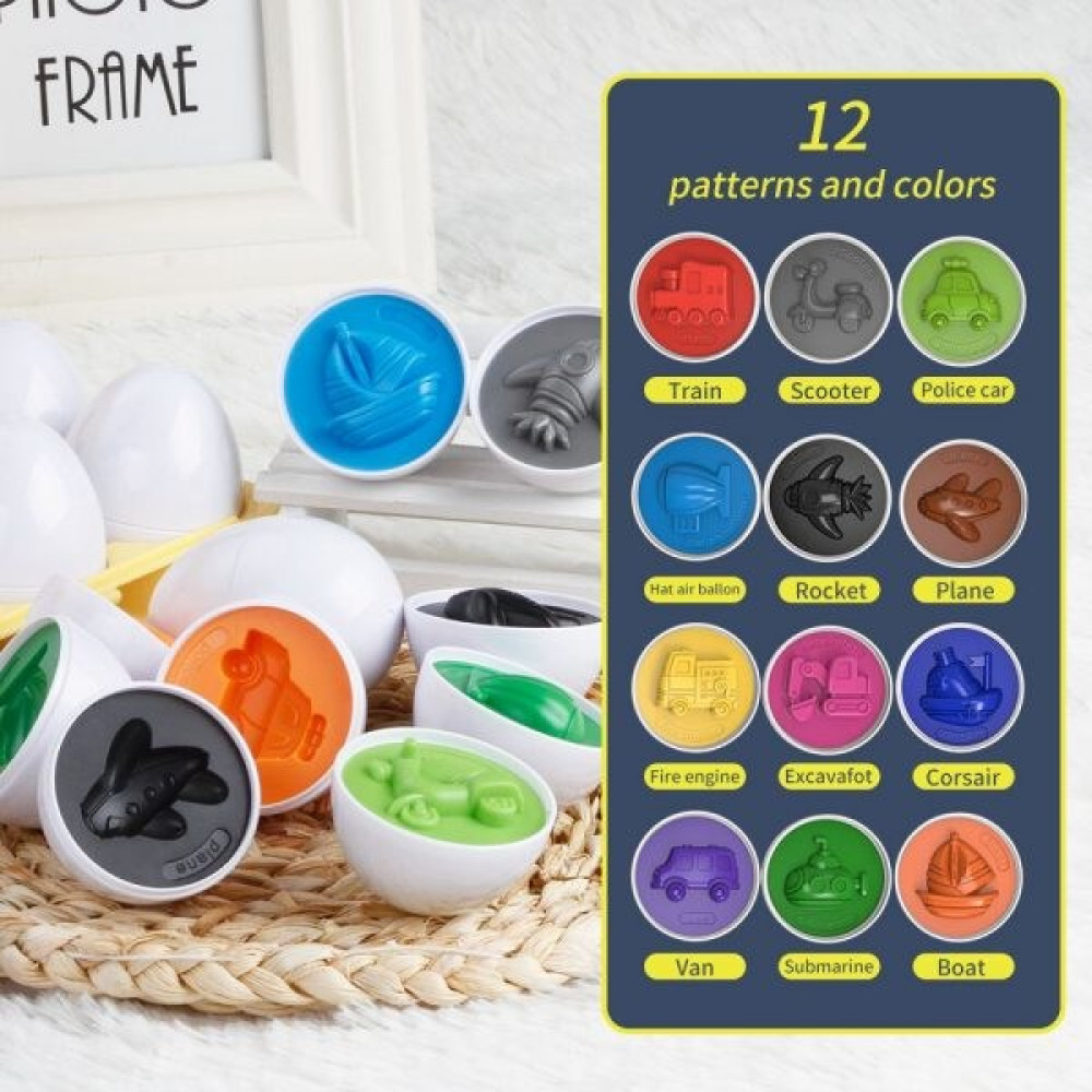 Joc de potrivire cu mijloace de transport, 12 Oua educationale, 3 ani - imagine 6
