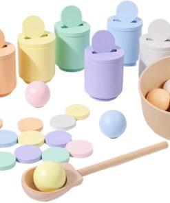 Joc de sortare și asociere culori Montessori, 3 ani+, Pastel