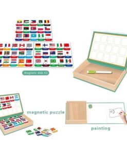 Alternative view of Joc educativ 2 in 1, Puzzle magnetic si Tablita de scris, 45 steaguri nationale, 3 ani+