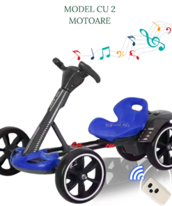 Kart electric de drift, pliabil, cu baterie de 12V, 2 MOTOARE, Bluetooth integrat, si telecomanda, 3 Ani+, Albastru