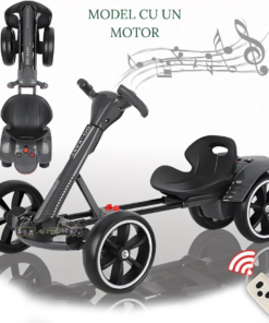 Kart electric de drift, pliabil, cu baterie de 12V, 1 MOTOR, Bluetooth integrat, si telecomanda, 3 Ani+, Negru