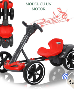 Kart electric de drift, pliabil, cu baterie de 12V, 1 MOTOR, Bluetooth integrat, si telecomanda, 3 Ani+, Rosu