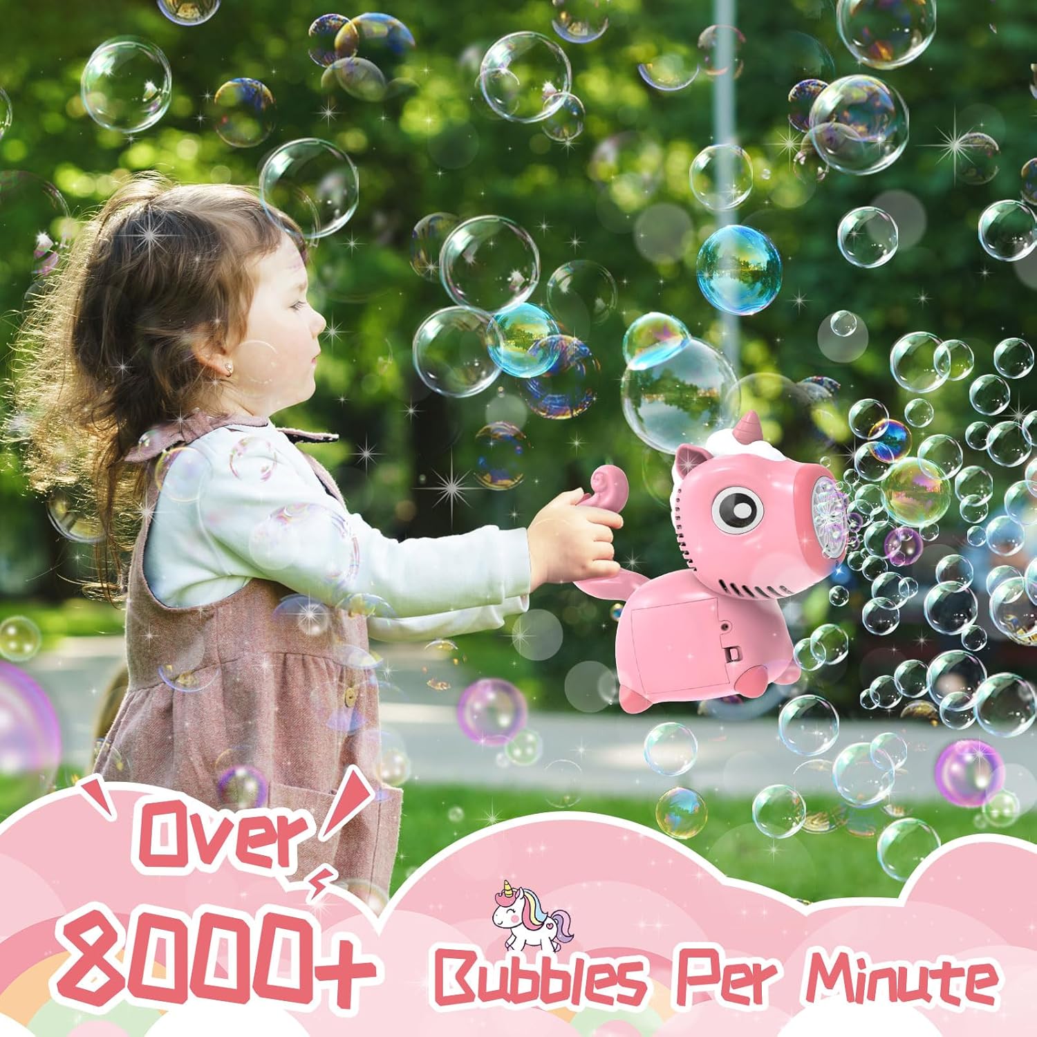 Masina automata de facut baloane de sapun, Unicorn Bubble MACHINE, 3 ani, Roz - imagine 2