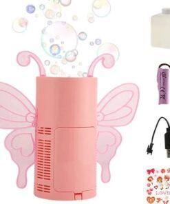 Masina de facut baloane de sapun, Butterfly Bubble, mini, Roz, 3 ani+