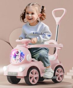 Alternative view of Masinuta Electrica cu lumina LED, muzica, si maner parental, 2-4 ani, Roz