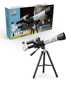 Telescop astronomic cu trepied pentru copii, zoom 40x, Alb, 6 ani+