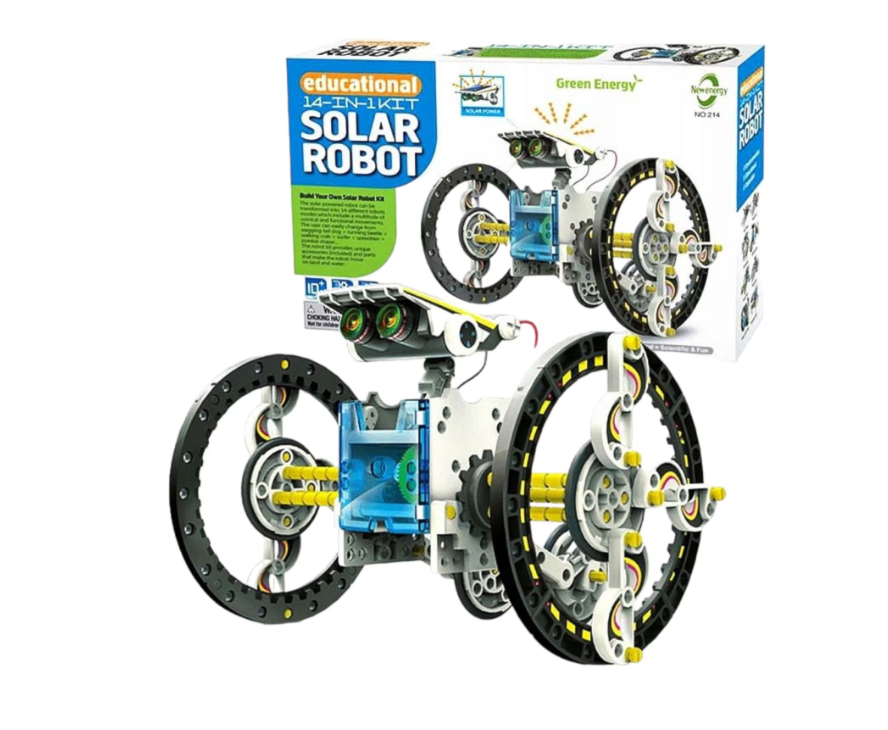 Set construcție STEM 14 in 1 cu alimentare solara - roboti educativi, 8 ani+