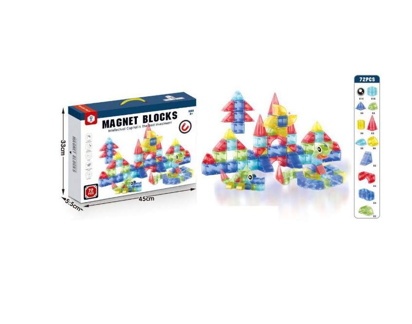 Set de constructie magnetic cu 72 de piese, 3 ani+ - imagine 2