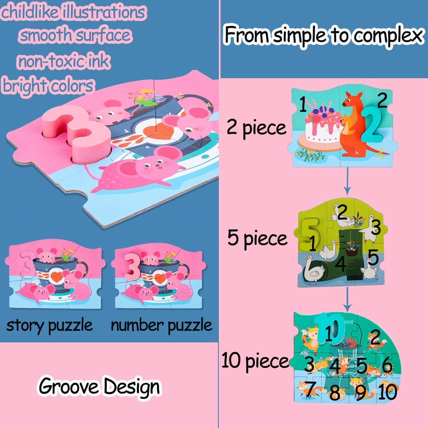 Set 10 puzzle-uri cu cifrele de la 1 la 10, 3 ani - imagine 3