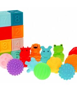 Alternative view of Set 20 cuburi pentru bebelusi, din silicon, cu texturi, 6 luni+