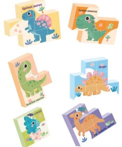 Alternative view of Set 6 cuburi puzzle din lemn Dinozauri, 36 luni+