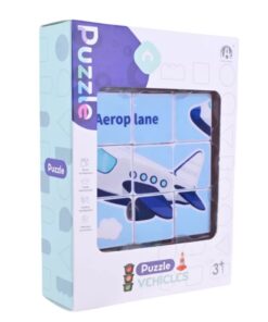Alternative view of Set 6 cuburi puzzle din lemn, Mijloace de transport, 36 luni+