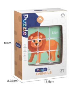 Alternative view of Set 6 cuburi puzzle din lemn,Animale, 36 luni+
