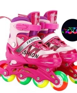 Set Role reglabile cu lumini in roti, 35-38 cm, Roz,