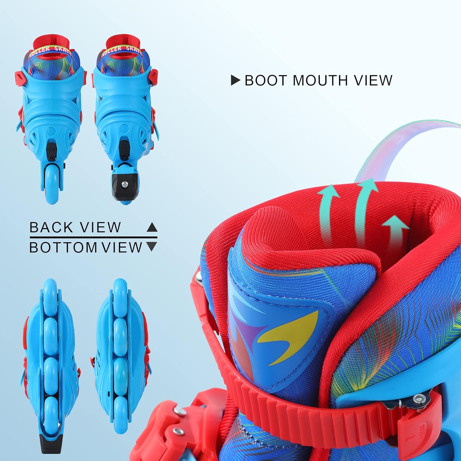 Set Role reglabile cu rulmenti ABEC 9, 31-34 cm, Albastru - imagine 5
