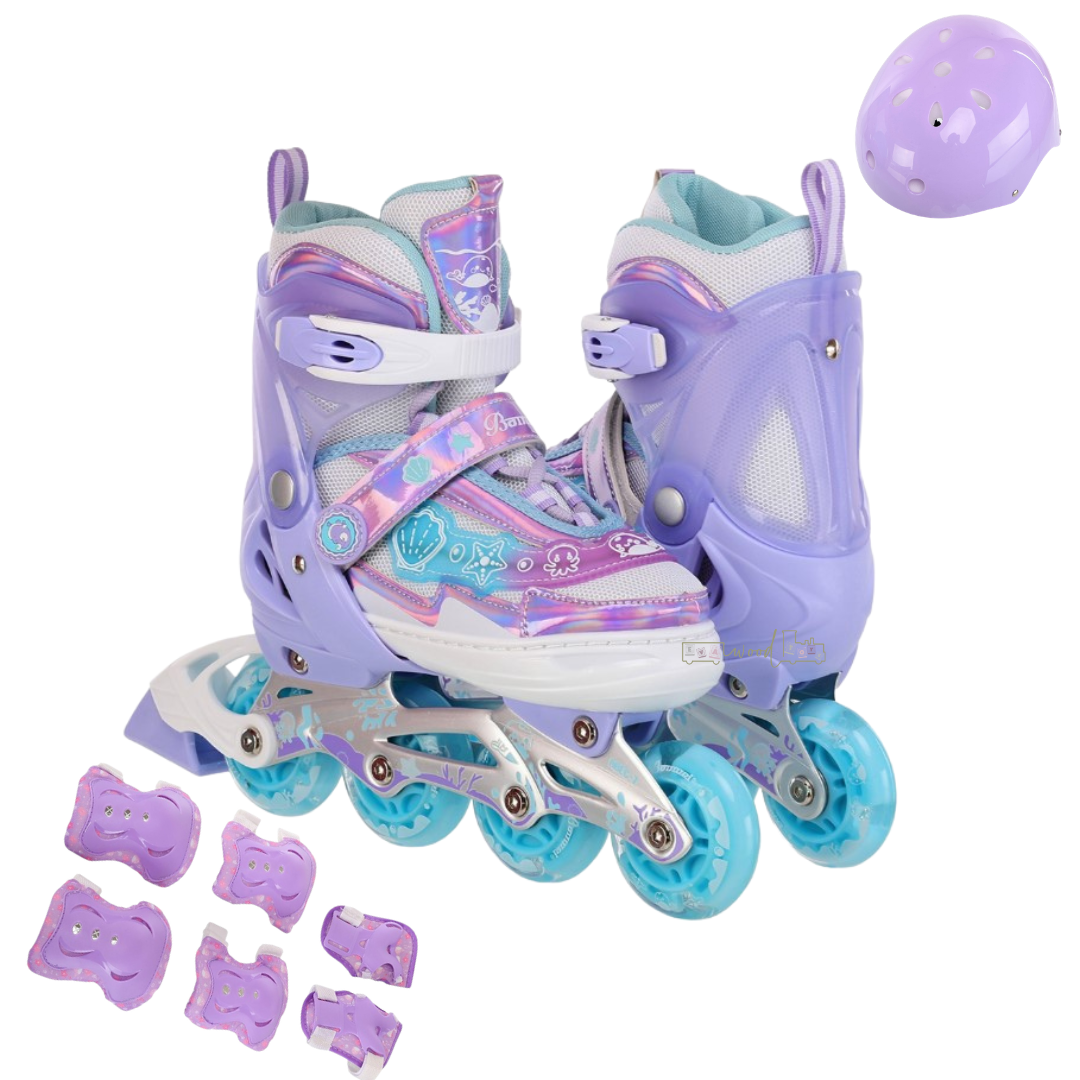Set Role reglabile si echipament protectie, 27-30 cm, Mov