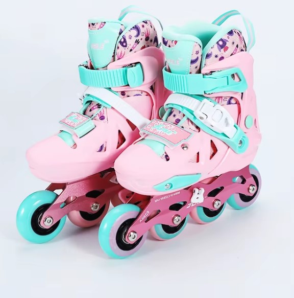 Set Role reglabile cu rulmenti ABEC 9, 31-34 cm, Roz - imagine 2