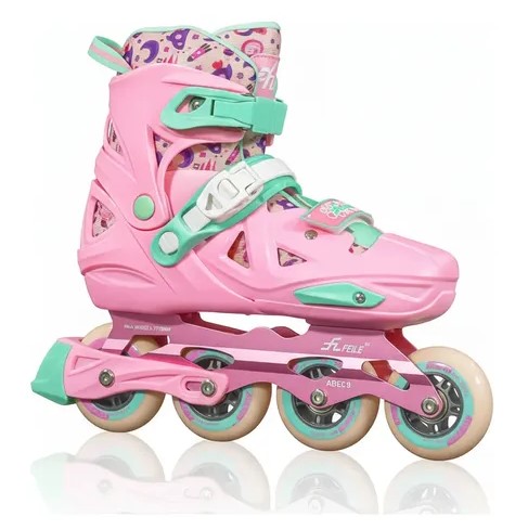 Set Role reglabile cu rulmenti ABEC 9, 31-34 cm, Roz