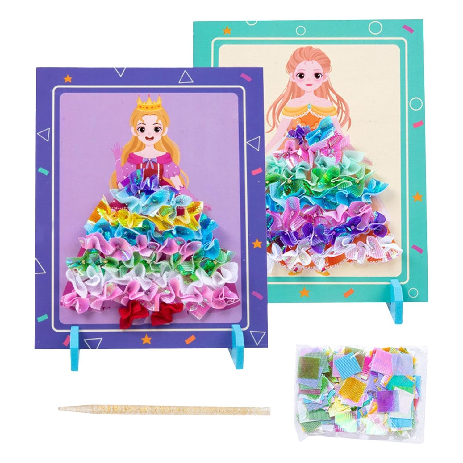 Set creativ de broderie, prin impungere, Rochitele Printesei, 3 ani+