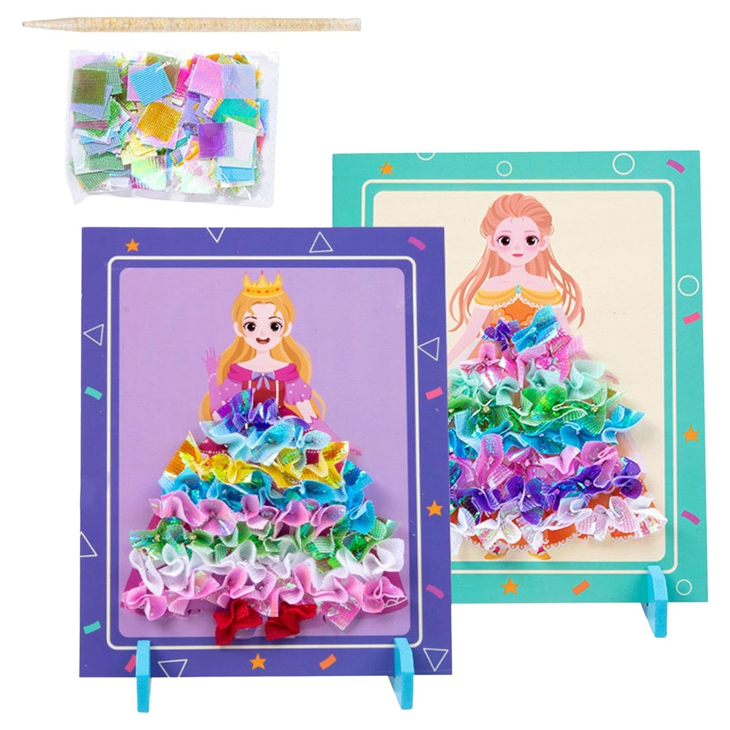 Set creativ de broderie, prin impungere, Rochitele Printesei, 3 ani+ - imagine 3