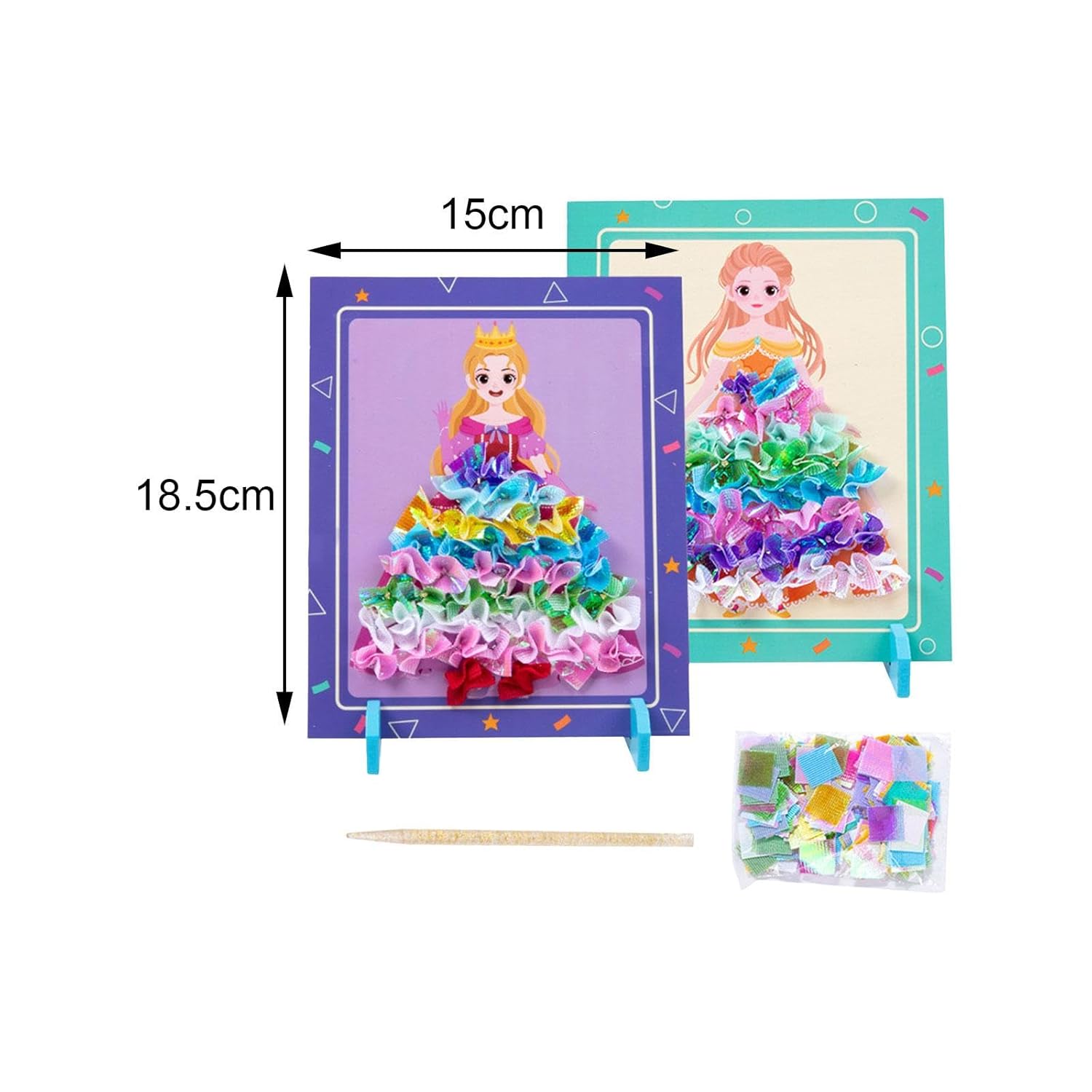 Set creativ de broderie, prin impungere, Rochitele Printesei, 3 ani+ - imagine 4