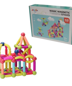 Set de constructie 3D, magnetic, 68 piese, 3 ani