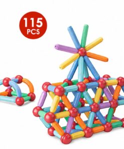 Set de constructie magnetic 3D cu 115 de piese, 3 ani