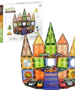 Alternative view of Set de constructie magnetic 3D cu 62 de piese, Magnetic Tiles, 3 ani