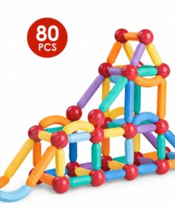 Set de constructie magnetic 3D cu 80 de piese, 3 ani