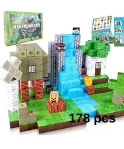 Set de constructie 3D, magnetic cu 178 de piese, STEM, Minecraft, 3 ani+