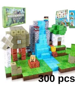Set de constructie 3D, magnetic cu 300 de piese, STEM, Minecraft, 3 ani+