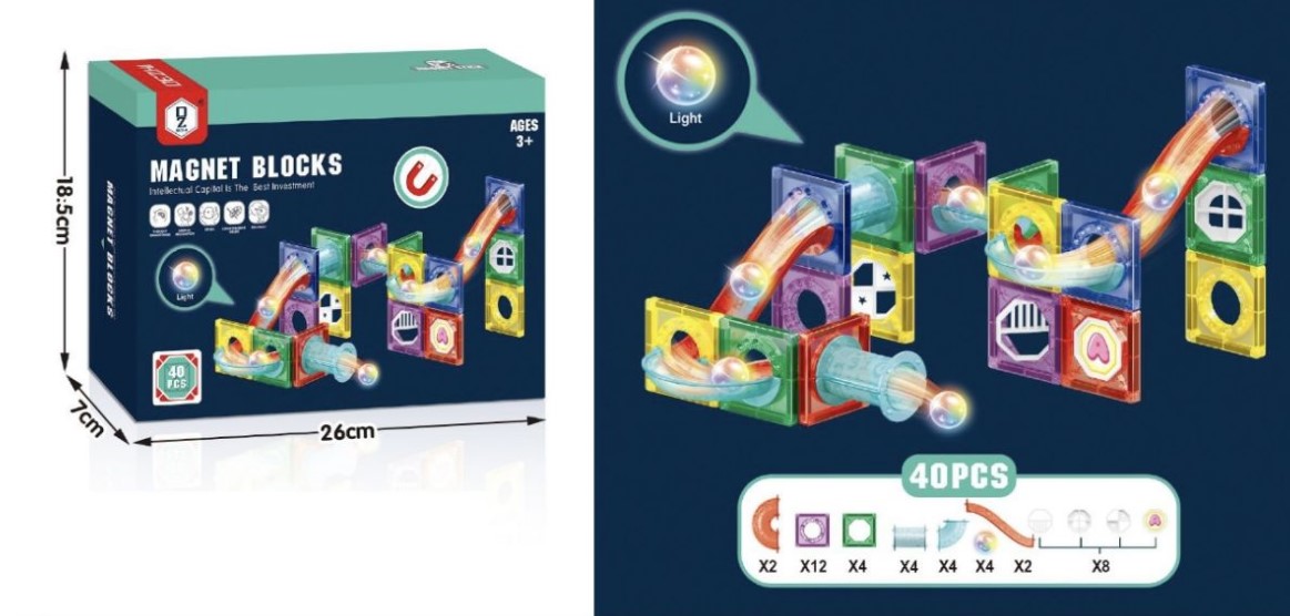 Set de constructie magnetic cu 40 de piese, 3 ani+ - imagine 3