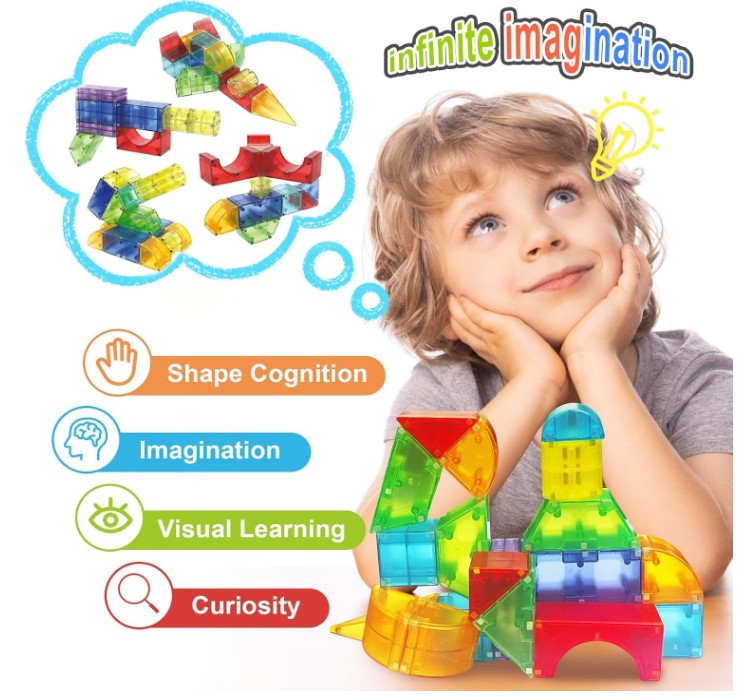 Set de constructie magnetic cu 72 de piese, 3 ani+ - imagine 9