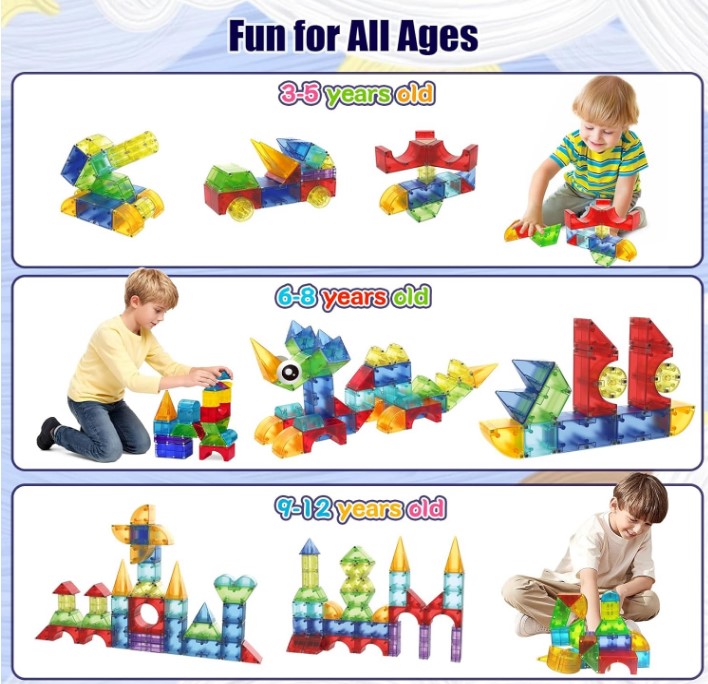 Set de constructie magnetic cu 72 de piese, 3 ani+ - imagine 10