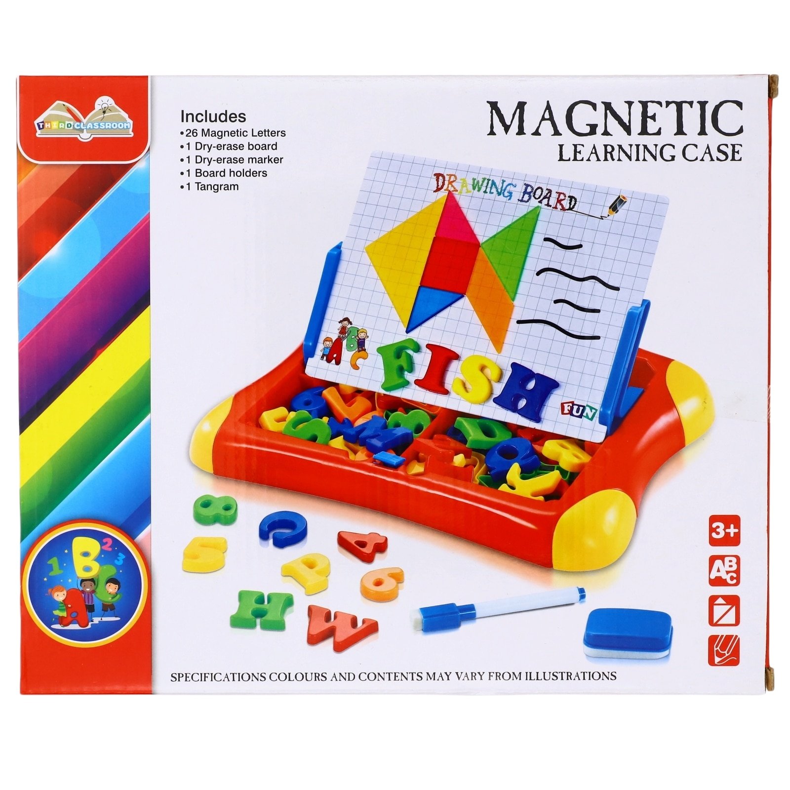 Tablita magnetica 2 in 1, cu 26 litere magnetice si tangram, 3 ani+