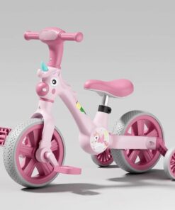 Alternative view of Tricicletă 2 in 1, transformabila,cu roti ajutatoare si pedale detasabile, 3 ani+, Unicorn Roz