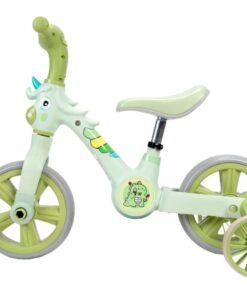 Alternative view of Tricicletă 2 in 1, transformabila,cu roti ajutatoare si pedale detasabile, 3 ani+, Unicorn Verde