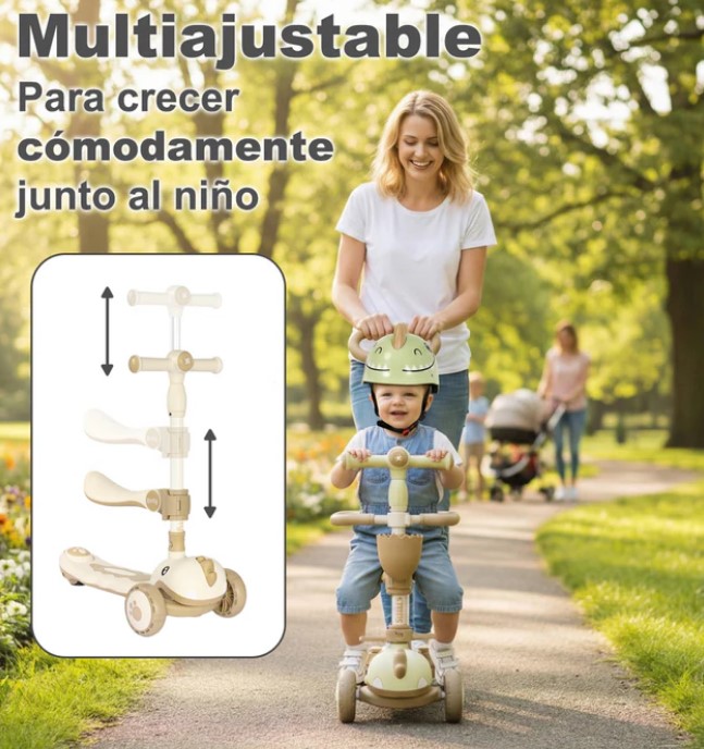 Trotineta 6 IN 1 cu sunete si lumini, 1-6 ani, Maro - imagine 16