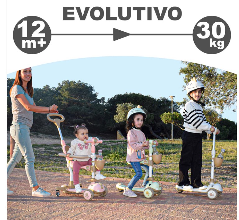 Trotineta 6 IN 1 cu sunete si lumini, 1-6 ani, Maro - imagine 17