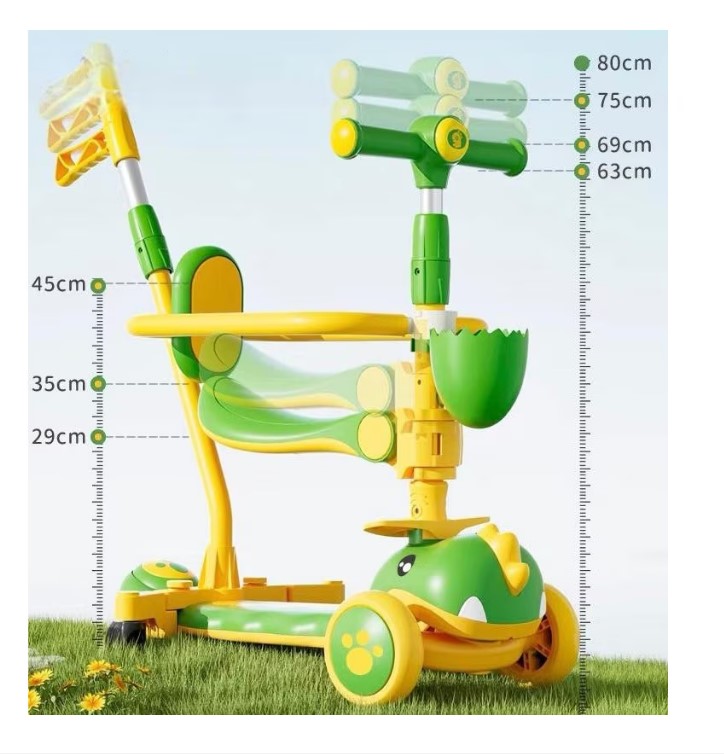 Trotineta 6 IN 1 cu sunete si lumini, 1-6 ani, Maro - imagine 10