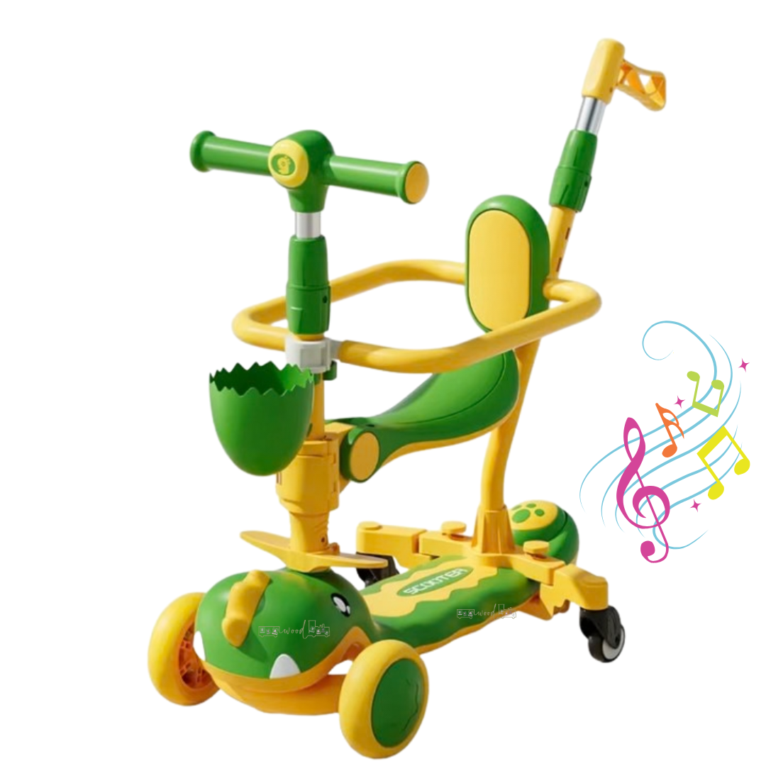 Trotineta 6 IN 1 cu sunete si lumini, 1-6 ani, Verde