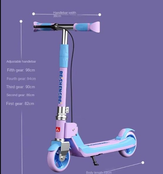 Trotineta pliabila cu 2 roti, sunete, lumini si frana pe ghion, Roz, 4-12 ANI - imagine 4