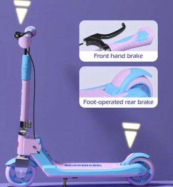 Trotineta pliabila cu 2 roti, sunete, lumini si frana pe ghion, Roz, 4-12 ANI - imagine 3