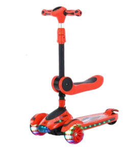 Alternative view of Trotinetă pliabila pentru copii cu scaunel si 3 roți, lumini LED, sunete, 3-10 ani, Rosu